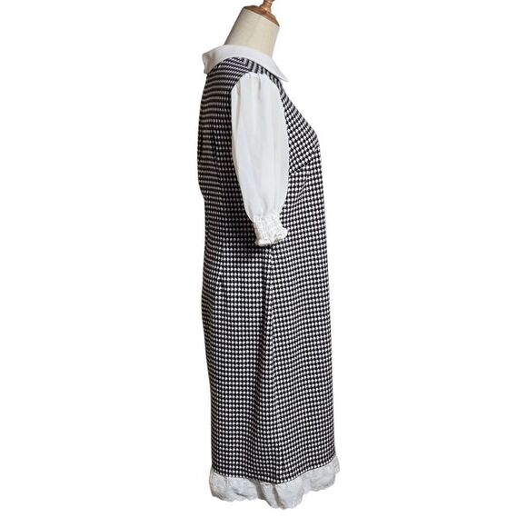 Shelby And Palmer Black and White Houndstooth Midi Retro Dress - Picture 5 of 8